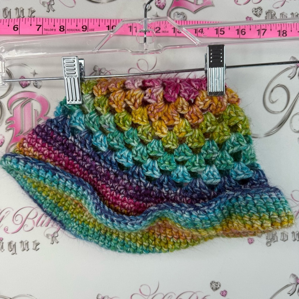 Hat crochet rainbow bright Handmade Multicolor Crochet Bucket Hat